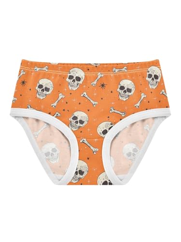 ZZKKO Skeleton Bone Star Orange Girls Underwear Toddler Panties for Girls Comfort Brief Size 2T