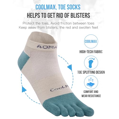 Toe Socks for Men Women Cool-max Running Socks 3 Pairs Athletic Breathable Five Finger Socks2