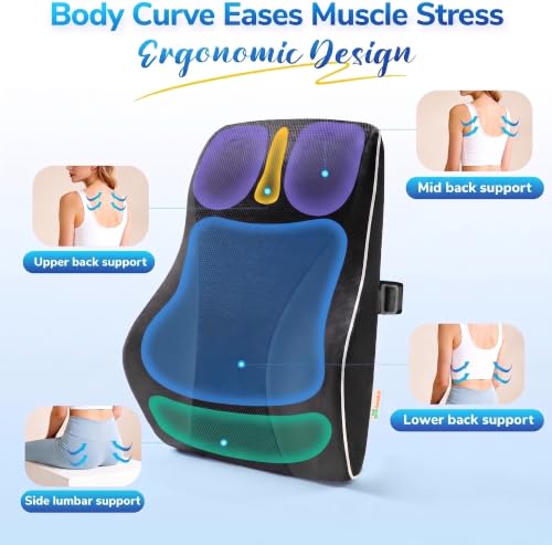 Image of Grin Health SitRight Backrest Cushion with Full Lumbar Support for Office Chair | High-Density Ortho Responsive Memory Foam | Orthopedic Lumbar Back Rest for Back Pain Relief - Ergonomic Chair Cushion