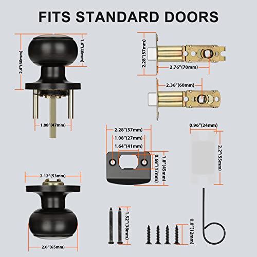Haidms 5Packs Oil Rubbed Bronze Passage Door Knobs, Black Closet Door Knobs,Passage Door Knobs Interior For Closet Or Hall #TOP4