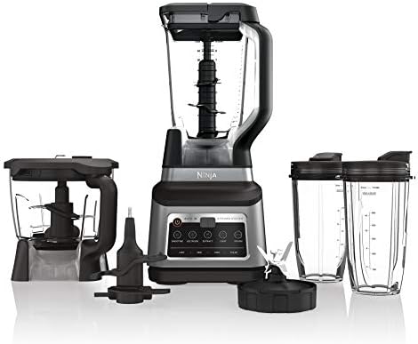 Ninja BN801 Professional Plus Kitchen System, 1400 WP, 5 Functions for Smoothies, Chopping, Dough & More with Auto IQ, 72-oz.* Blender Pitcher, 64-oz. Processor Bowl, (2) 24-oz. To-Go Cups, Grey