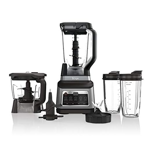 Ninja BN801 Professional Plus Kitchen System, 1400 WP, 5 Functions for Smoothies, Chopping, Dough & More with Auto IQ, 72-oz.* Blender Pitcher, 64-oz. Processor Bowl, (2) 24-oz. To-Go Cups, Grey