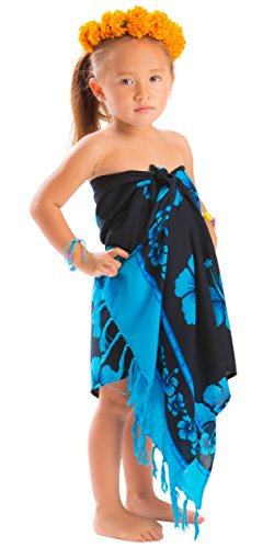 Girls Hibiscus Floral Half Sarong2