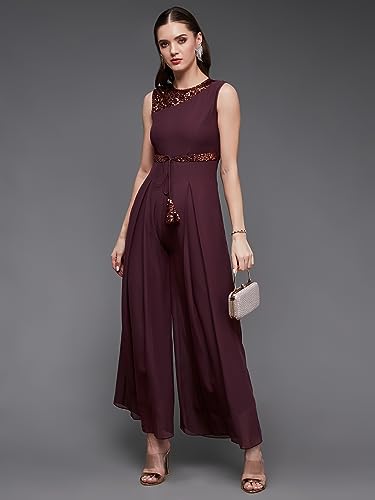 Image of Miss Chase Women's Keyhole Neck Regular Sleeve Regular Length Jumpsuit with Pockets