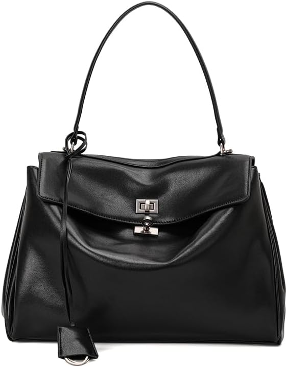 AIDRANI Genuine leather cowhide women's shoulder bag with detachable shoulder strap, flap buckle and underarm handbag purse