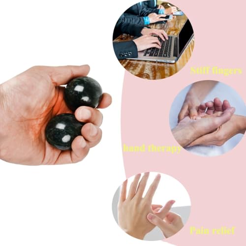 GMYIAK Lot de 2 boules de massage en marbre naturel fabriquées à partir de boules traditionnelles chinoises de soin de la santé - 3,6 cm - Pour massage des mains, méditation, soulagement du stress – vue 3