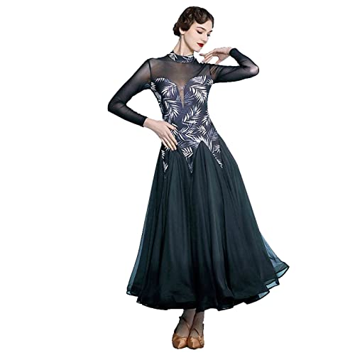 Robe de danse moderne col haut et manches longues pour femme chic