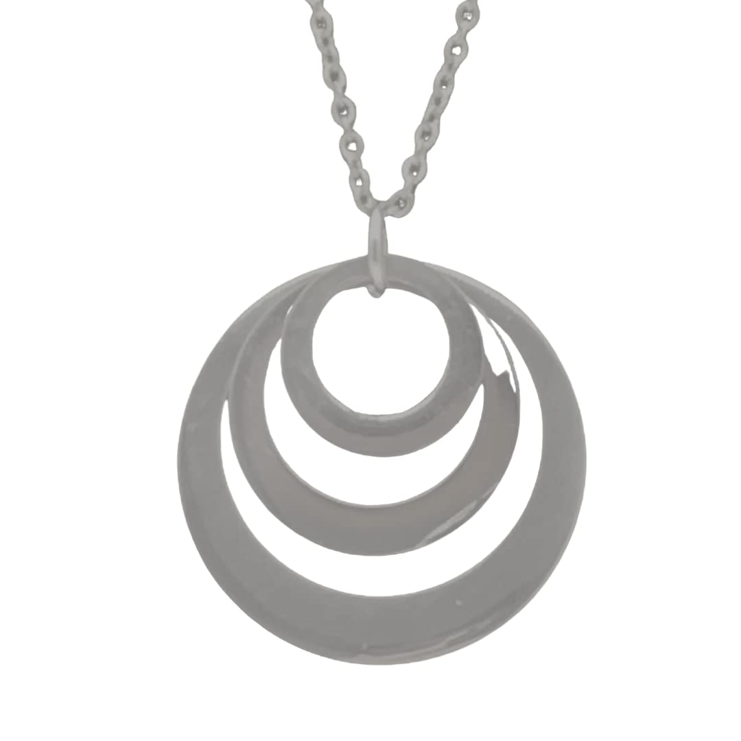 My Name ChainPersonalised Gold Plated 3 Ring Disc Pendant Name Necklace for Mother's Day, Valentine's Day, Birthday - Free Engraving