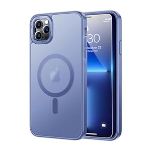 Strong Magnetic for iPhone 13 Pro Case with Screen Protector – Compatible with MagSafe, 21ft Military-Grade Drop Tested, Shockproof Slim Fit Translucent Matte Cover – Light Blue