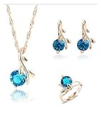 Genero: Mujer AdorabFruit Elegante Color Oro Colgantes de Cristal Austriaco Collares Pendientes Conjuntos de joyería Nupcial for Mujeres (Metal Color : 235)