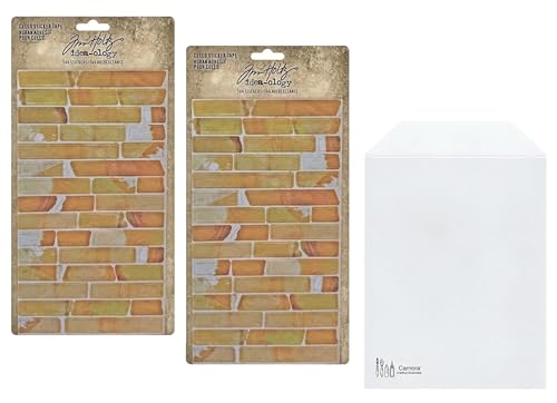Tim Holtz Cello Adhesive Tape, 2 Packages, 288 Stickers, Carnora Storage Pocket, Mixed