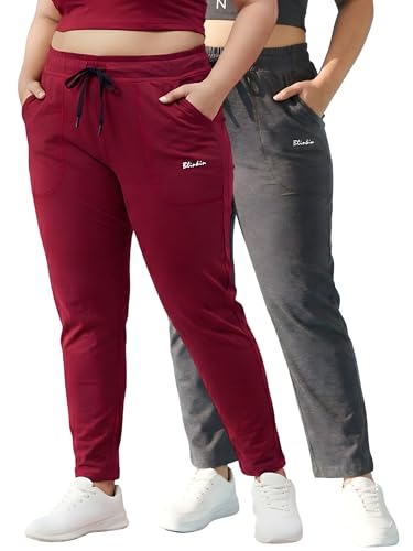 Image of BLINKIN Ankle Length Plus Size Cotton Track Pant for Woman | Ultimate Summer Lowers & Pajama for Women Pack of 2 (combo-plus-86)