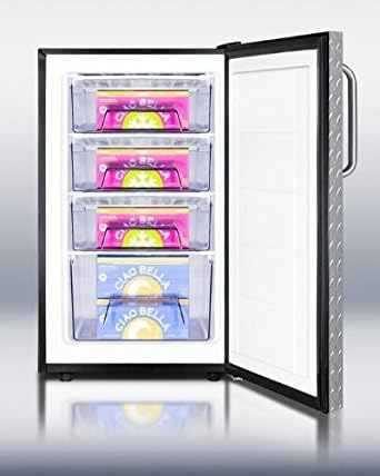 Summit FS408BLBIDPLADA Refrigerator, Silver With Diamond Plate