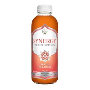 SYNERGY The Real Kombucha – Peach Paradise – 16 fl oz Bottle – Raw Probiotic Drink for Gut Health and Immune Support