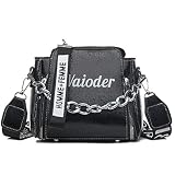 JNML Femmes Lettre Sac À Bandoulière Populaire Femme Sac À Main Vacances PU Messenger Sacs pour Lady Design Bandoulière Seau, Noir, 18x8x17cm