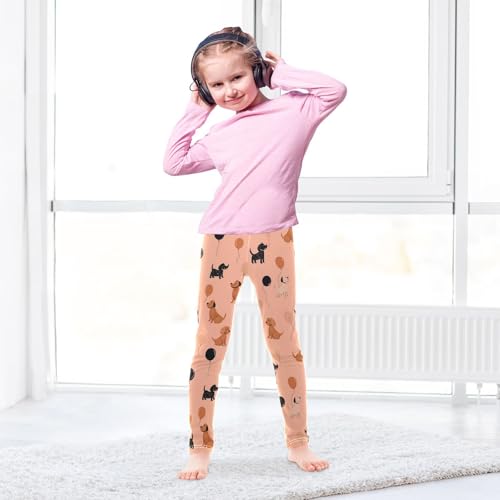Cartoon Dog Balloon Girls Leggings Ultra Soft Compression Yoga Gym Pants for Kids 4-10T4