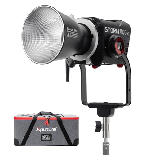 Aputure Storm 400x V-Mount LED Video Light,400W Tunable-White Compact Point Light,CCT 2,500K-10,000K,IP65,Bowens Mount Continuous Output Lighting for Video Recording Studio Photograpny