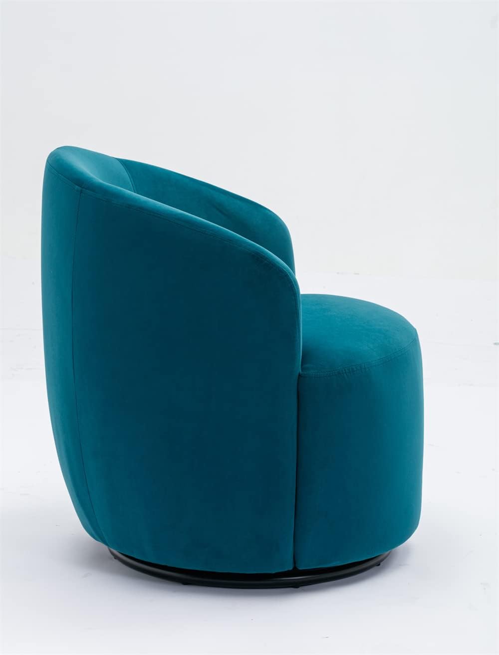 GIA Mid Century Modern Swivel Barrel Chair with Black Powder Coating Metal Ring,Velvet Upholstered Round Armchairs for Living Room, Bedroom,Office,Nursery, Teal