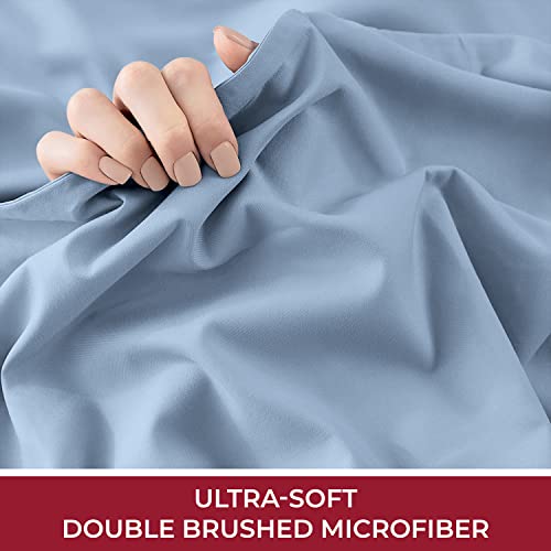 Mellanni King Fitted Sheet Only - Iconic Collection Bedding Sheets - Soft & Cooling Sheets With Up To 16" Deep Pocket - Around Elastic - Wrinkle, Fade, Stain Resistant - 1 Pc (King, Blue Hydrangea) #TOP5