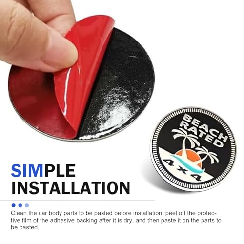 Image of Beach Badge Rated Car Emblem, 3D Round Emblem Decals, 4 x 4 Car Badge Decals Stickers, Automotive Exterior Accessories, Compatible with Jeep Wrangler Vehicles Trucks SUV