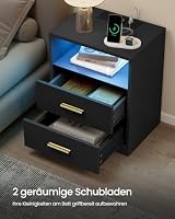 VASAGLE Nachttisch mit Ladestation, LED-Beleuchtung, Schubladen – Ansicht 6