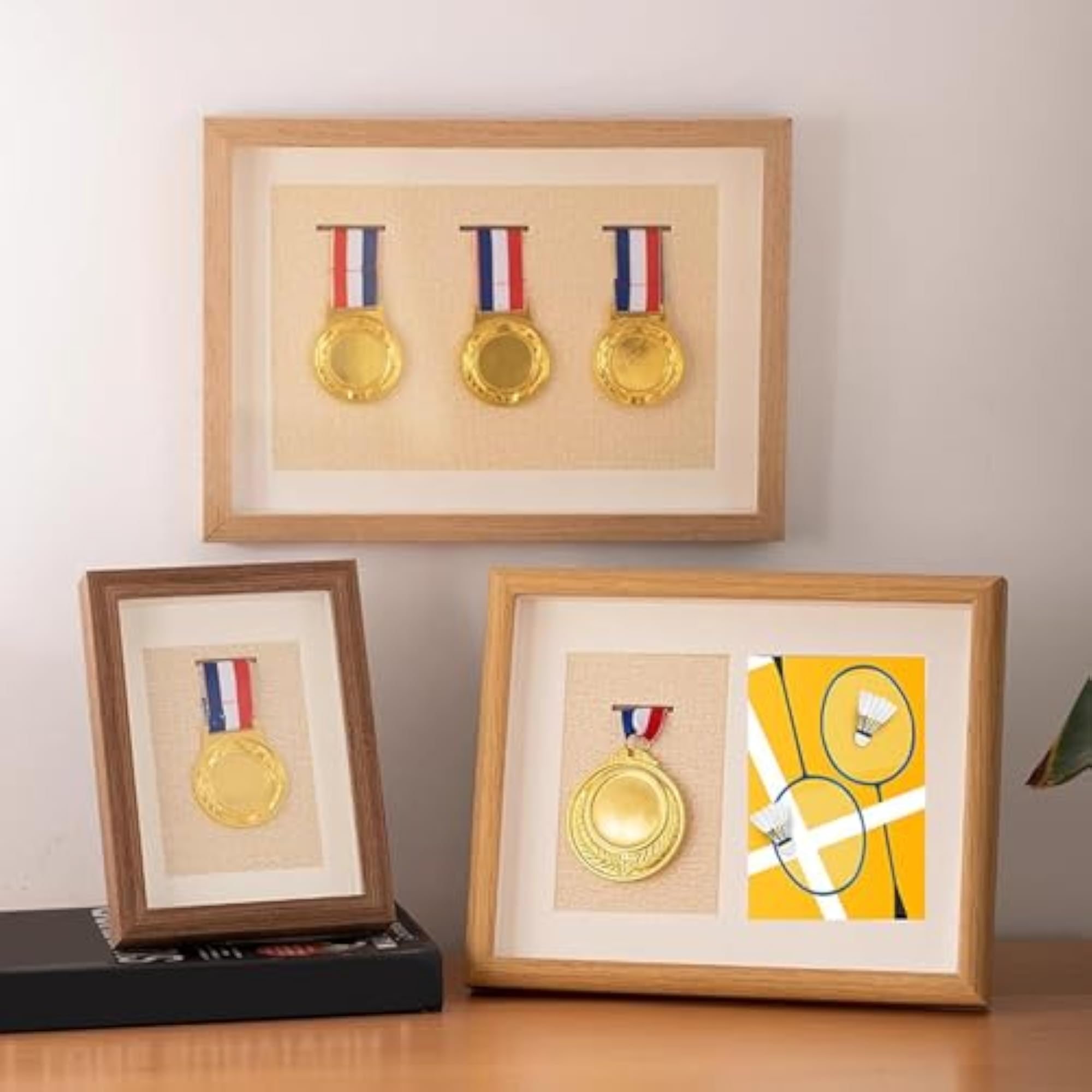 Wood Shadow Box Frame for Medal Storage