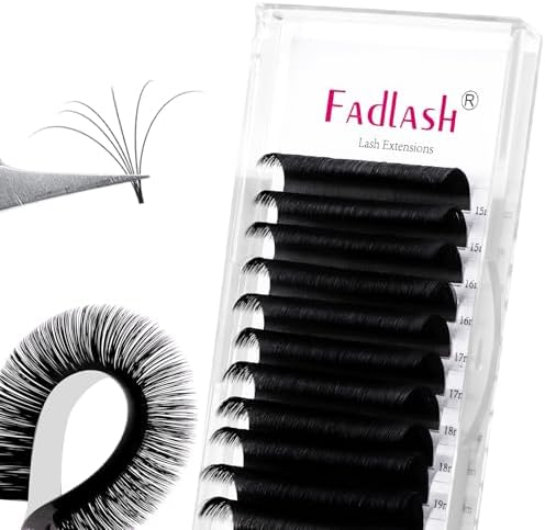 FADLASH Eyelash Extensions D Curl 0.07 15-20mm Mixed Tray Easy Fan Lash Extensions Volume Lashes 2D-10D Self Fanning Lash Extensions (0.07-D, 15-20mm Mix)