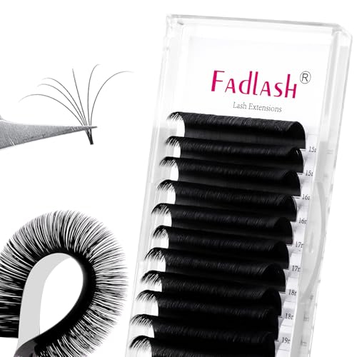 FADLASH Eyelash Extensions D Curl 0.07 15-20mm Mixed Tray Easy Fan Lash Extensions Volume Lashes 2D-10D Self Fanning Lash Extensions (0.07-D, 15-20mm Mix)