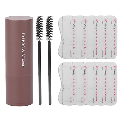 Ensemble de Poudre à Sourcils, Kit de Mise en Forme de Tampon à Sourcils Symétrique Longue Durée pour le Maquillage (Marron foncé)