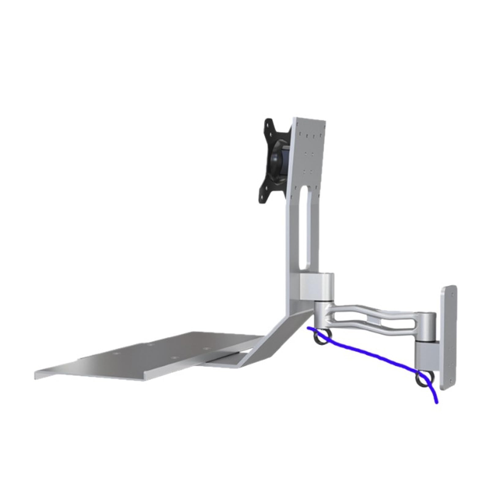Fafeicy Stojak na Komputer, Regulowany Uchwyt Wyświetlacza ze Stopu Aluminium z półką na klawiaturę Zapewniający ergonomiczną przestrzeń roboczą