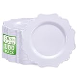 COLOSUS 100 platos de plástico blancos de 10.50 pulgadas, platos desechables resistentes para fiesta/boda