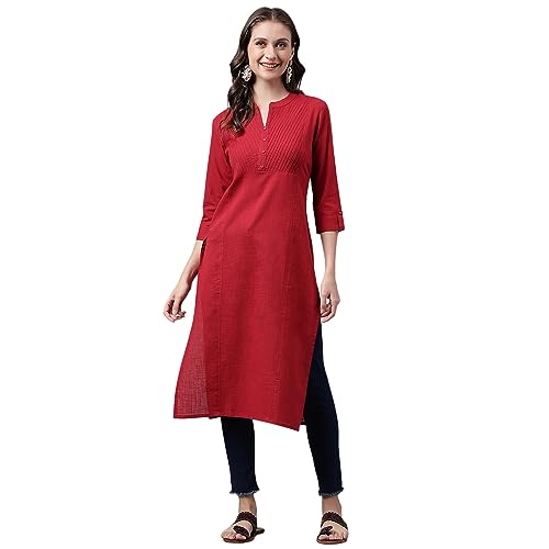 Image of NEEMIYA Striped Solid Kurta Round Nack