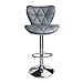 Leopard Shell Back Adjustable Swivel Bar Stools, PU Leather Padded with Back , Set of 2, Grey