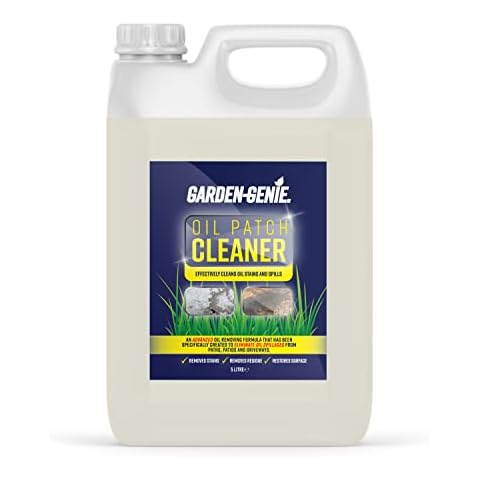 Garden Genie - Oil Patch Cleaner Removes Tough Stains from Driveways & Patios - 5 Litre, Clear Cover