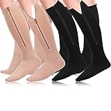 4 Pairs Medical 20-30 Mmhg Zipper Compression Socks Closed Toe Compression Stockings with Zipper for...
