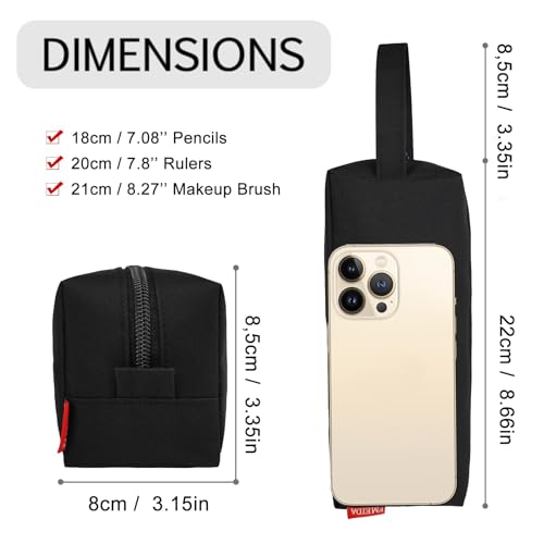 Image of Fmeida Pencil Case Pouch - Water Resistant Pencil Pouch Portable Pencil Bag Simple Office Stationery Pouch with Handle Back to School Supplies - Black