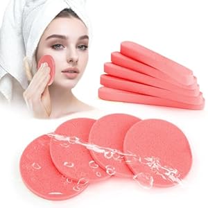 Compressed Facial Sponge,Reusable Makeup Blender 60 Count,Soft Round Wash Sponges for Estheticians Makeup Removal,Face Cleansing Exfoliating Compress Spa Pads for Women,Coral Pink