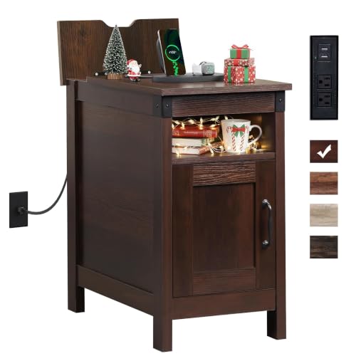 WLIVE End Table with Charging Station and Storage