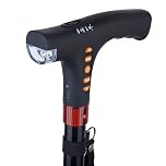 SoLuxo Adjustable Cane with LED light, Alarm and FM radio – Cushioned handle, Lightweight, Loud SOS siren, USB Rechargeable, Walking Stick Perfect for Arthritis Disabled and Elderly