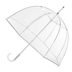 Totes Signature Clear Bubble, Rain & Windproof Umbrella – Perfect for Weddings, Travel and Outdoor Events – Curved Handle with Deluxe Finish, in Transparent or Colorful Design Options