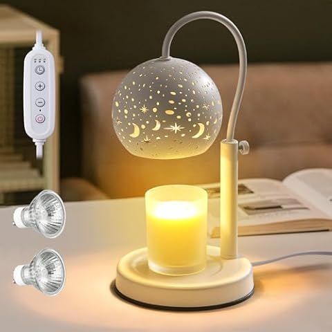 Biupky Candle Warmer Lamp with Timer, Candle Lamp Warmer House Warming Gifts New Home, Electric Candle Warmer with 2 Bulbs, Candle Wax Warmer for Jar Candles, Wax Melt Warmer for Bedroom Home Decor Cover