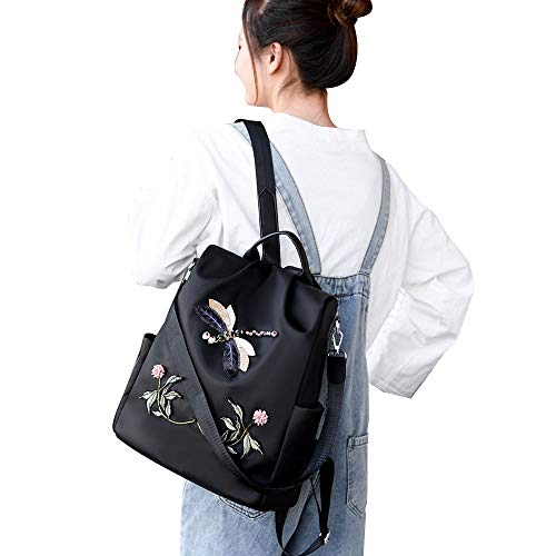 Mochila antifurto oxford urbano bordada impermeável city rock Preto