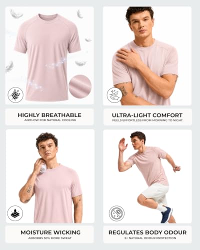 Image of Wellbi Bamboo Performance T-Shirt for Men | Raglan Sleeve Gym Training Sportswear | Quick Dry Moisture Wicking Anti-Bacterial | Ultra-Soft Breathable Eco-Friendly Activewear