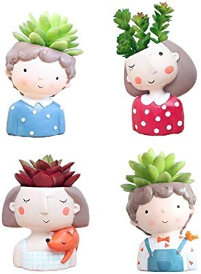 Cute Beautiful Combo Pack of 4 Girls Succulent Planter Pots Resin...