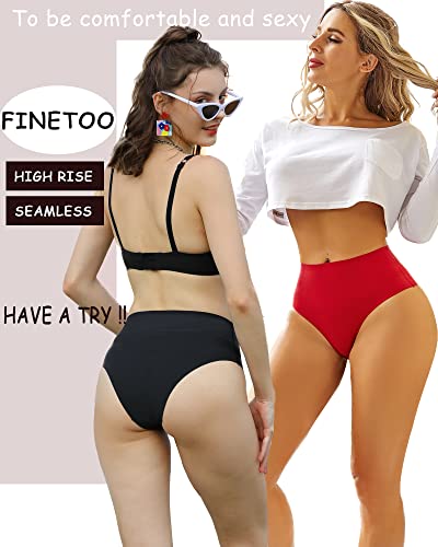 FINETOO High Waisted Underwear for Women Seamless Panties Bikini High Cut No Show Sexy Cheeky Panties 6 Pack2