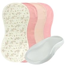 4-Pack Muslin Changing Pad Liners, Extra Thick & Ultra Soft for Warm Comfort, Waterproof Diaper Mat for Keekaroo Peanut & All Standard Baby Changers, 2-Sided Reusable Pink