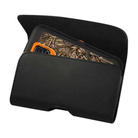 KUTECK Black Leather Belt Holster Pouch Clip Fits For Samsung Galaxy S7 S6 S5 S4 S3 with Otterbox Case On. Includes A Black Stylus Pen Cover