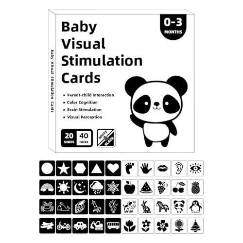 Baby Visual Stimulus Cards in and Black,Baby Flash Cards - Sensor...