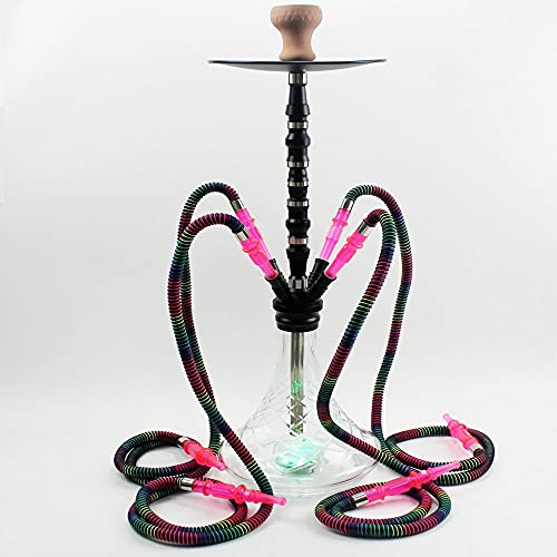 Rteanb Hookah de Aluminio Hookah 4-Pipe Bar Hookah Arabian Hookah Four-Person Hookah con LED Luz Shisha para Better Shisha Hookah Fumar Disfrute, Adecuado para familias, Fiestas, restaurantes, Clubes Cover