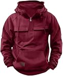 Hello MrLin Black Hoodie for Men Tactical Sweatshirt Quarter Zip Cargo Pullover Hoodies Workout Men Fashion Outdoor Hoodie